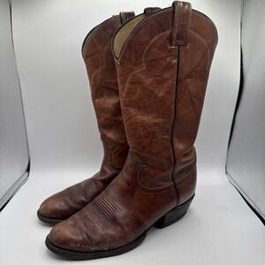 TONY LAMA MEN'S Brown Leather Cowboy WESTERN Boots Size 5 Style 5340 Made In USA